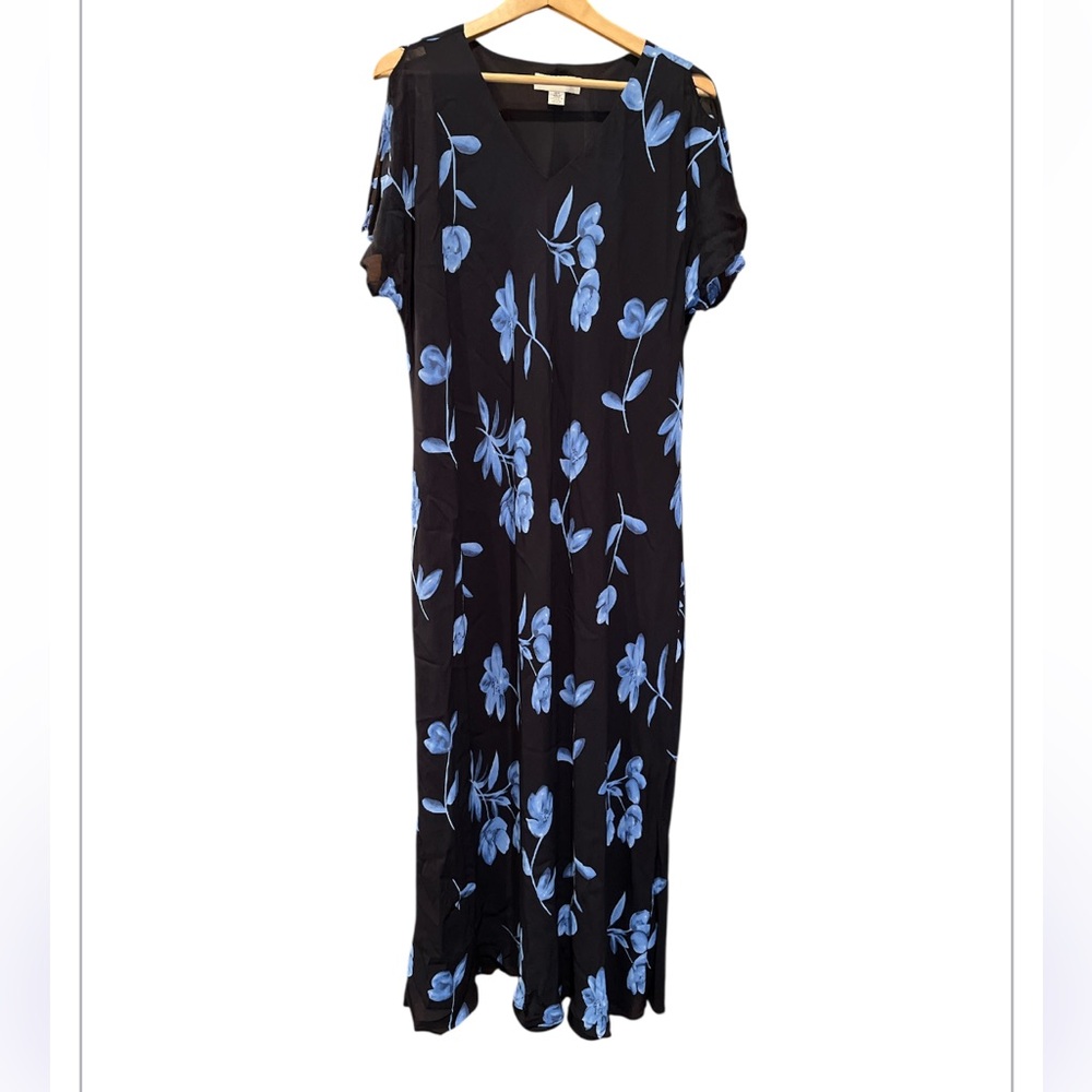 Navy blue floral maxi dress size 18 W